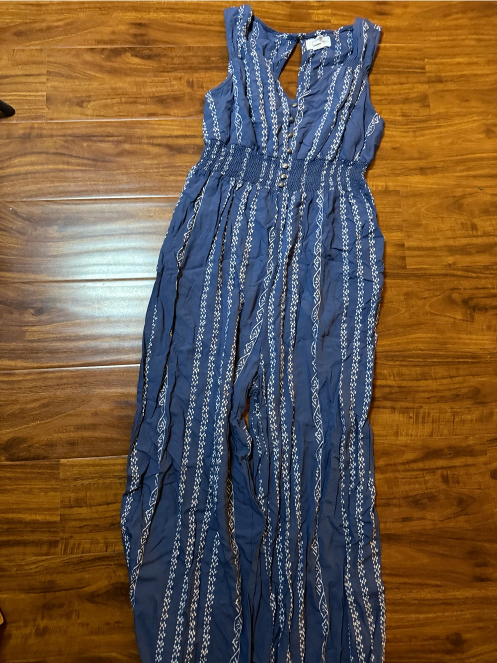 Japna Navy Blue Patterned Women's Overalls